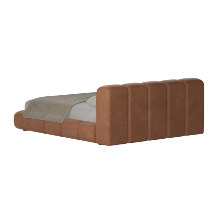 Fluffy Upholstered Bed Frame in Textured Bouclé