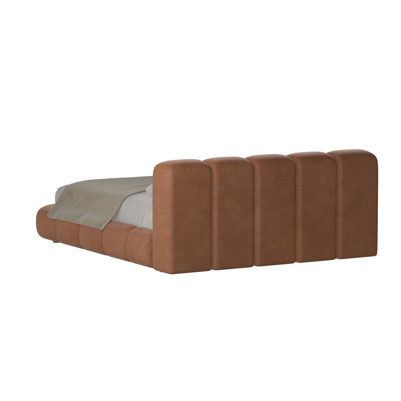 Fluffy Upholstered Bed Frame in Textured Bouclé