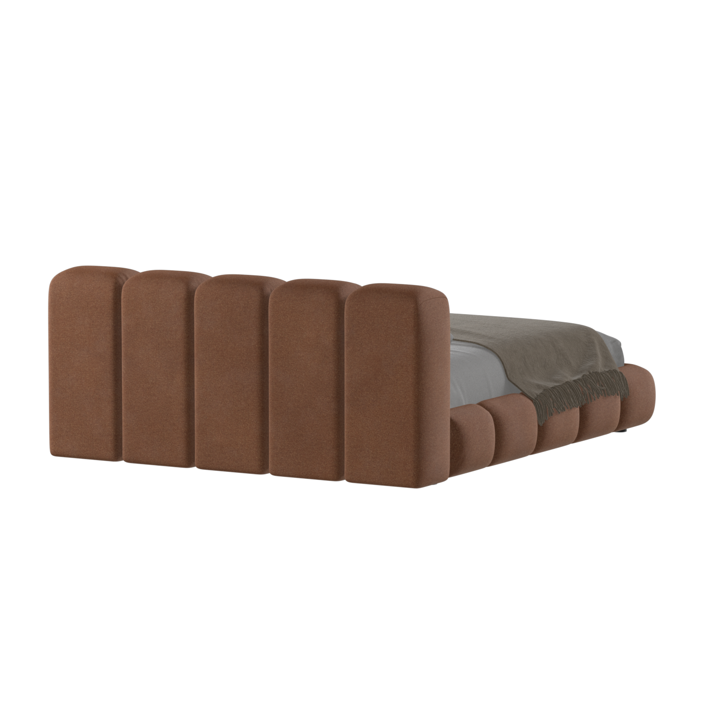 Fluffy Upholstered Bed Frame in Textured Bouclé