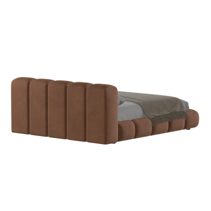Fluffy Upholstered Bed Frame in Textured Bouclé