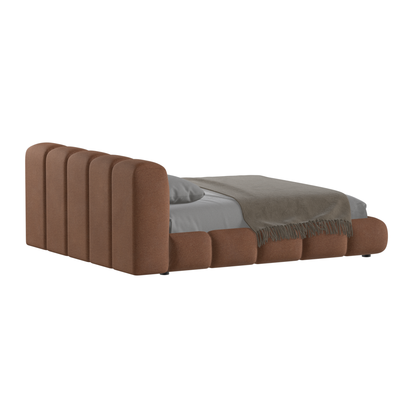 Fluffy Upholstered Bed Frame in Textured Bouclé