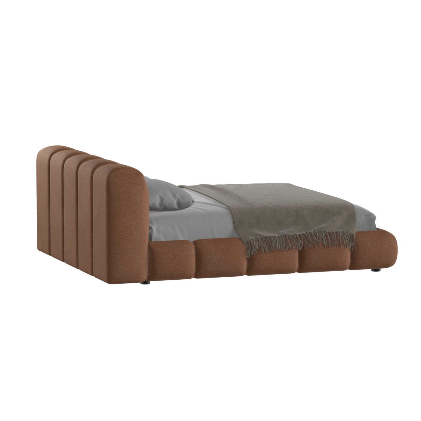 Fluffy Upholstered Bed Frame in Textured Bouclé