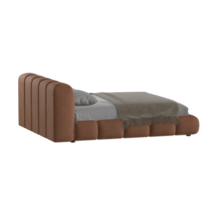 Fluffy Upholstered Bed Frame in Textured Bouclé