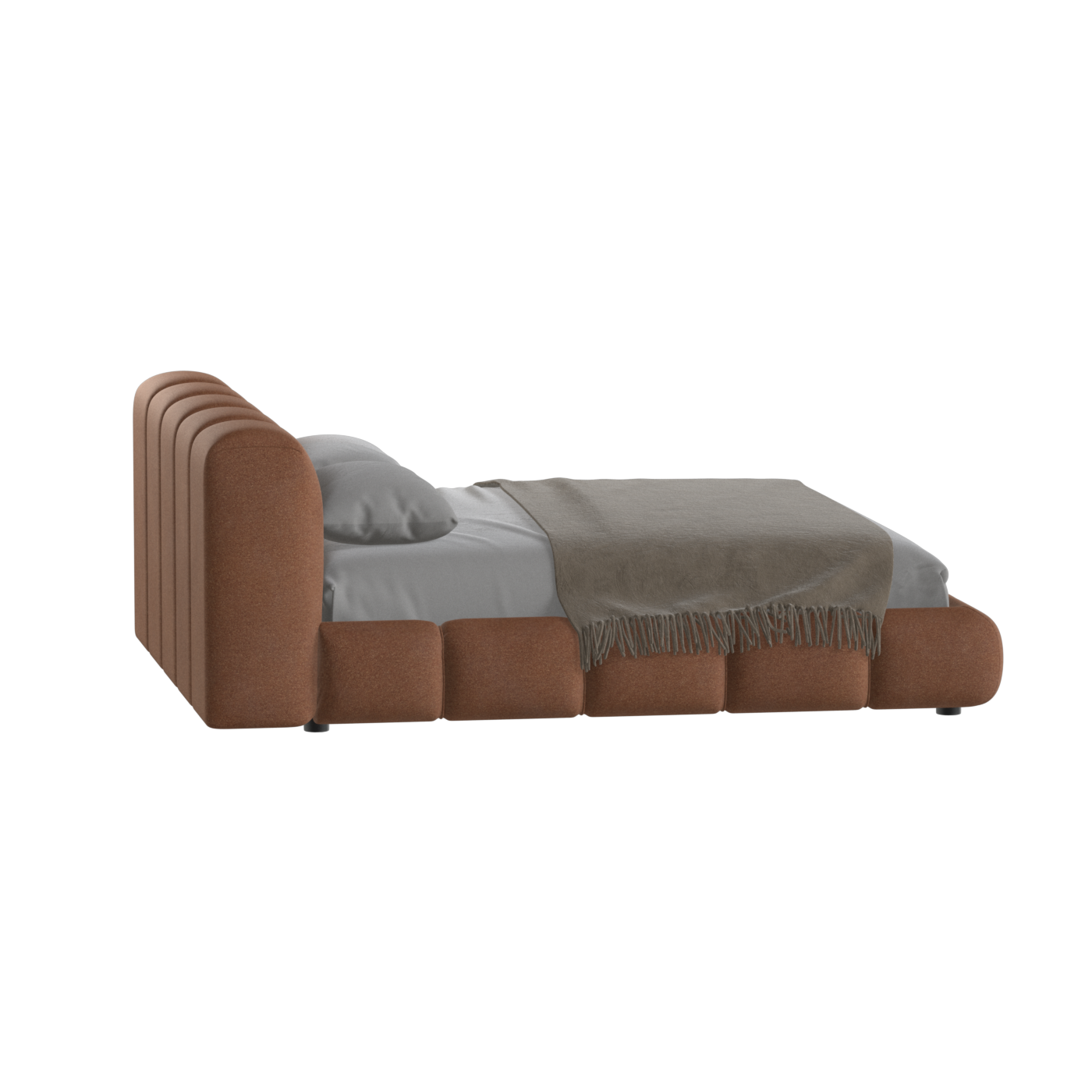 Fluffy Upholstered Bed Frame in Textured Bouclé