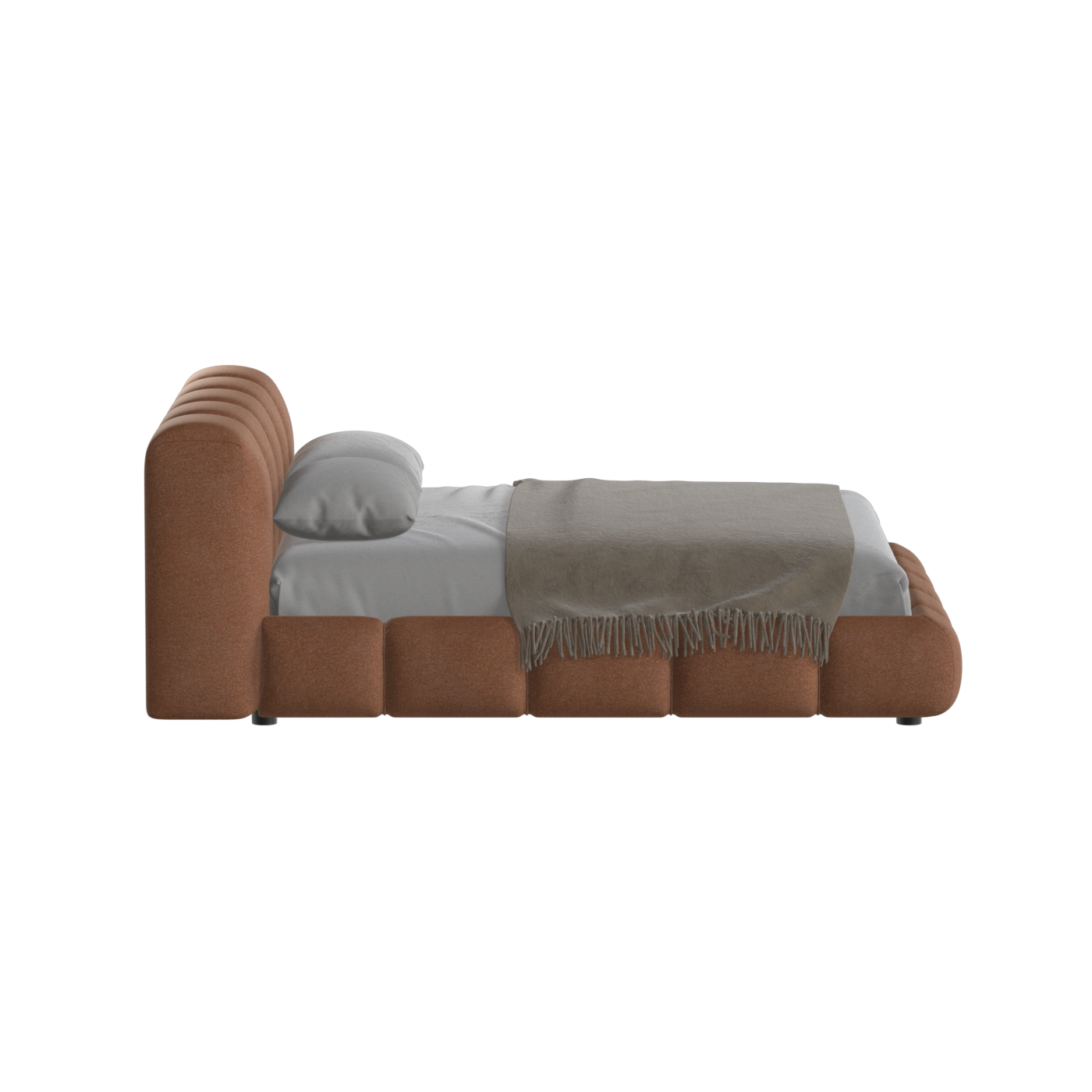 Fluffy Upholstered Bed Frame in Textured Bouclé