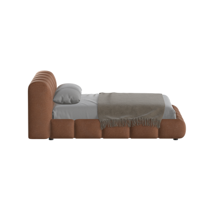 Fluffy Upholstered Bed Frame in Textured Bouclé