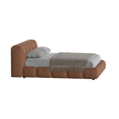 Fluffy Upholstered Bed Frame in Textured Bouclé