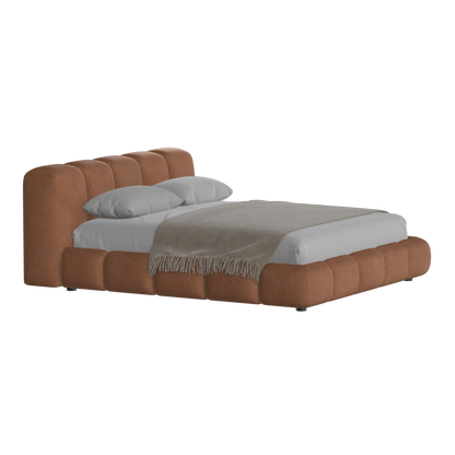 Fluffy Upholstered Bed Frame in Textured Bouclé