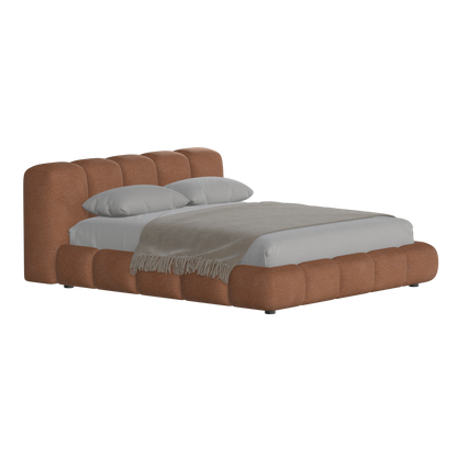 Fluffy Upholstered Bed Frame in Textured Bouclé