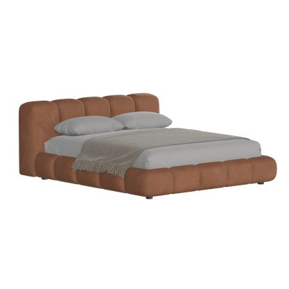 Fluffy Upholstered Bed Frame in Textured Bouclé