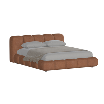 Fluffy Upholstered Bed Frame in Textured Bouclé