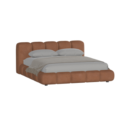 Fluffy Upholstered Bed Frame in Textured Bouclé