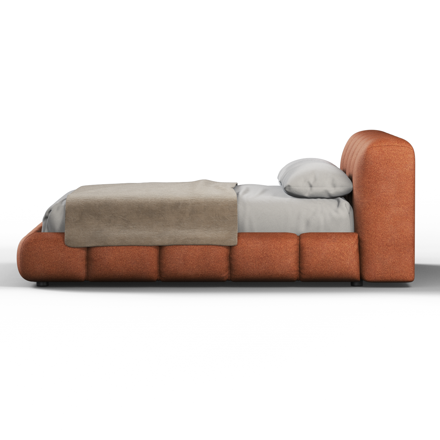 Fluffy Upholstered Bed Frame in Textured Bouclé
