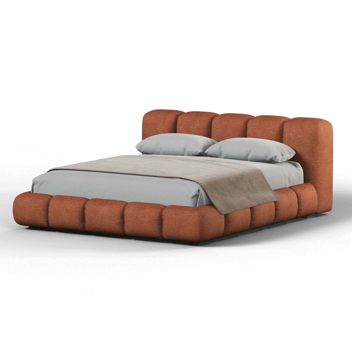 Fluffy Upholstered Bed Frame in Textured Bouclé