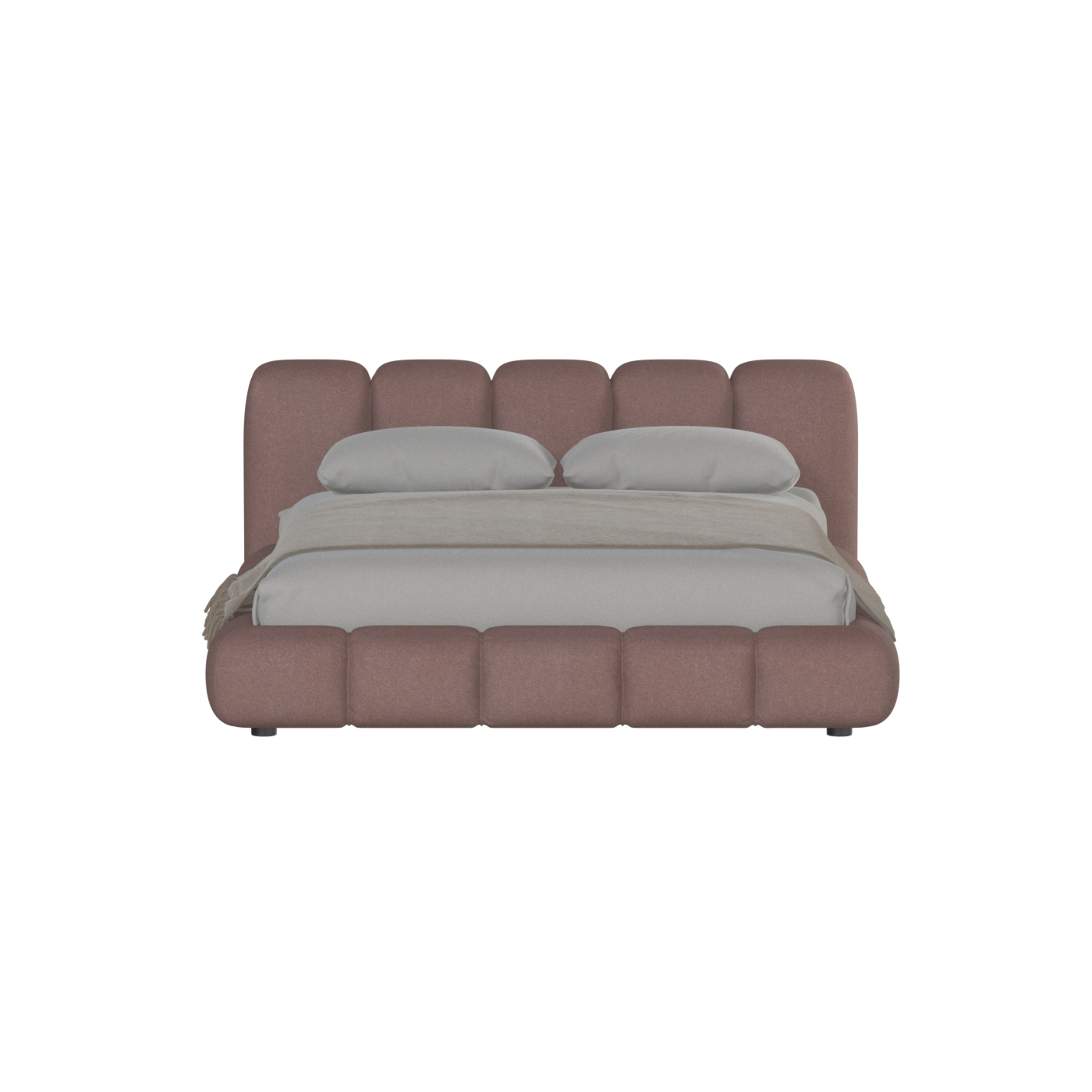 Fluffy Upholstered Bed Frame in Textured Bouclé