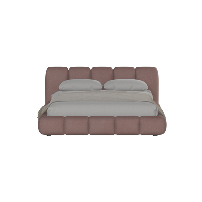 Fluffy Upholstered Bed Frame in Textured Bouclé