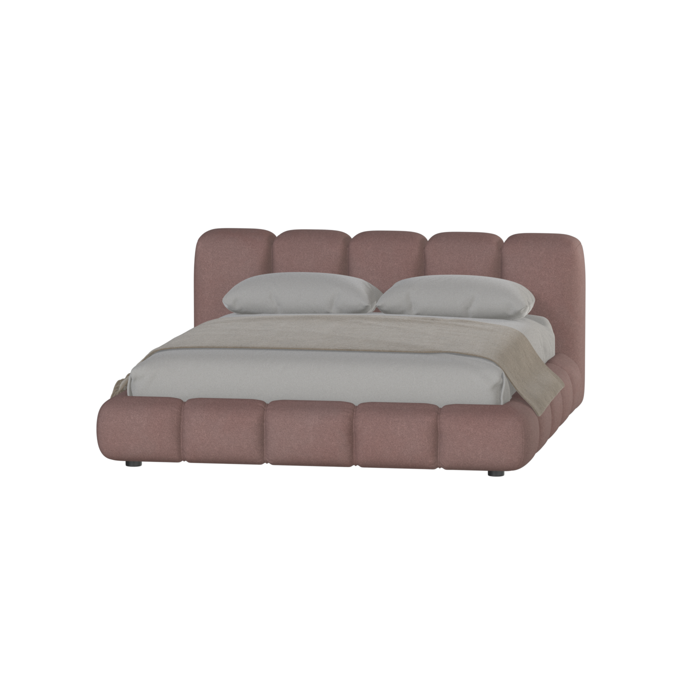 Fluffy Upholstered Bed Frame in Textured Bouclé