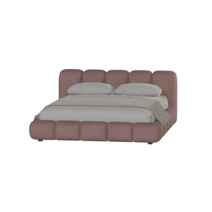 Fluffy Upholstered Bed Frame in Textured Bouclé