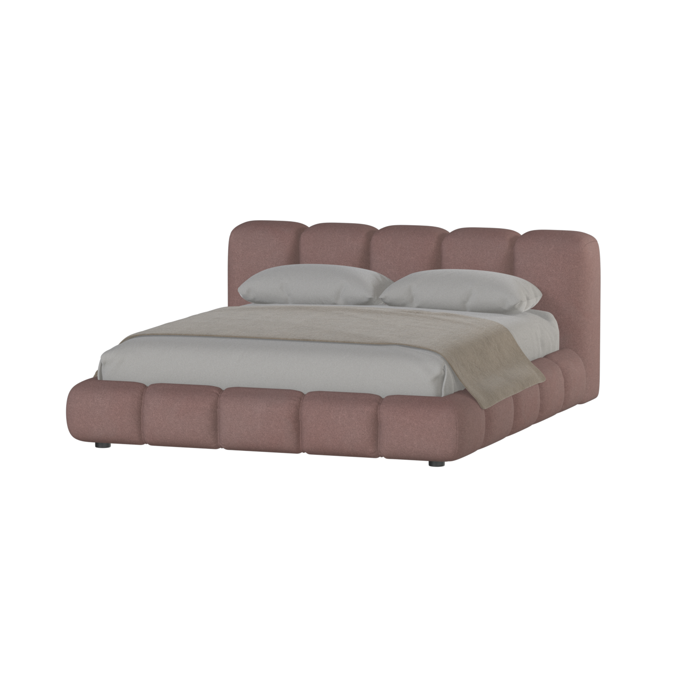 Fluffy Upholstered Bed Frame in Textured Bouclé