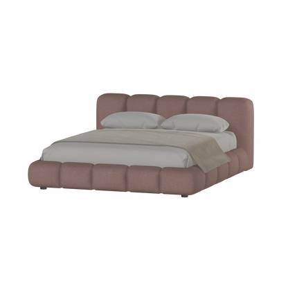 Fluffy Upholstered Bed Frame in Textured Bouclé