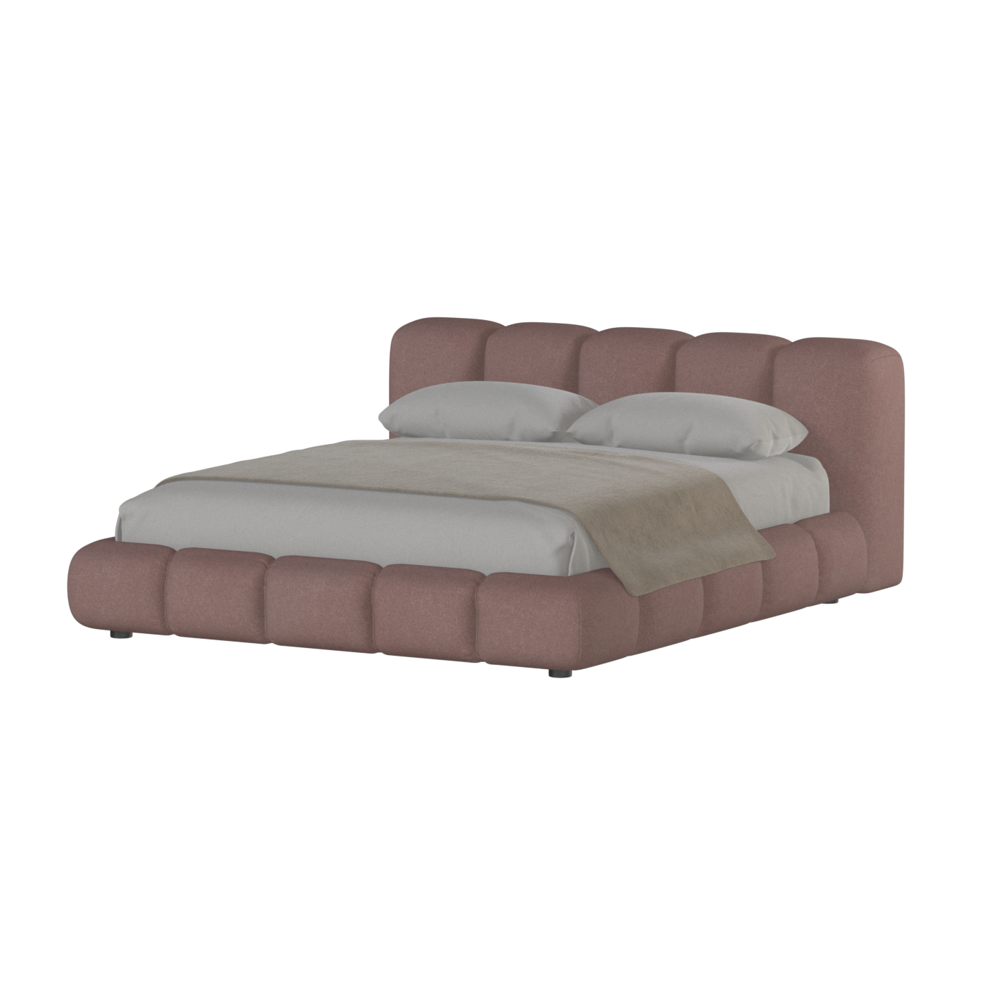 Fluffy Upholstered Bed Frame in Textured Bouclé