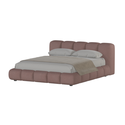 Fluffy Upholstered Bed Frame in Textured Bouclé