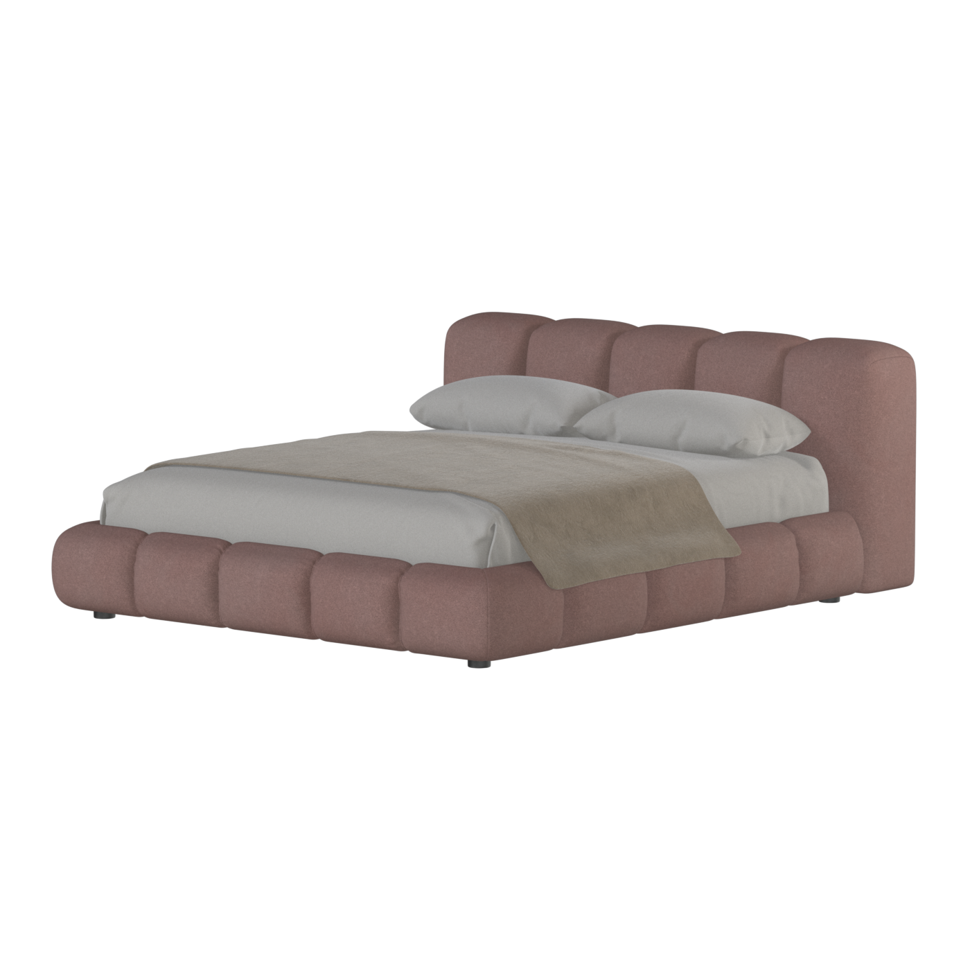 Fluffy Upholstered Bed Frame in Textured Bouclé