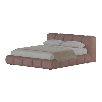 Fluffy Upholstered Bed Frame in Textured Bouclé