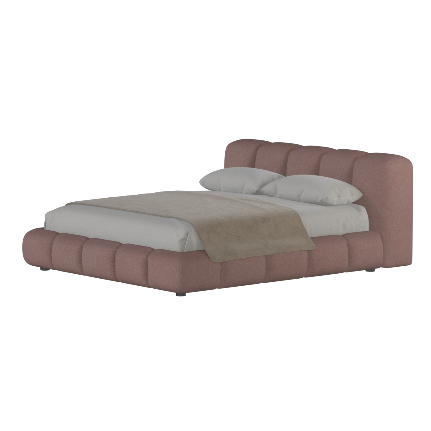 Fluffy Upholstered Bed Frame in Textured Bouclé