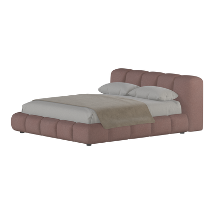 Fluffy Upholstered Bed Frame in Textured Bouclé