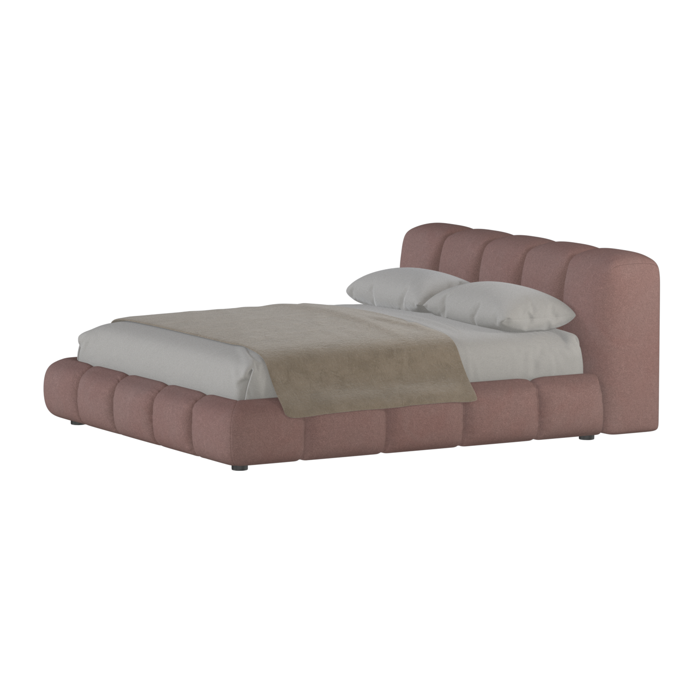 Fluffy Upholstered Bed Frame in Textured Bouclé