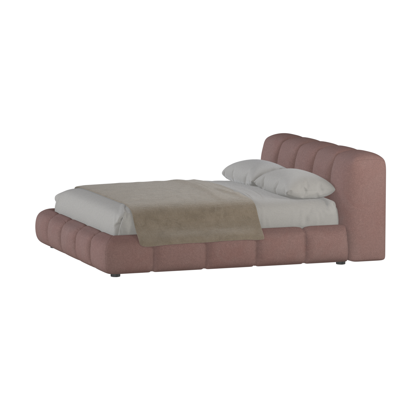 Fluffy Upholstered Bed Frame in Textured Bouclé