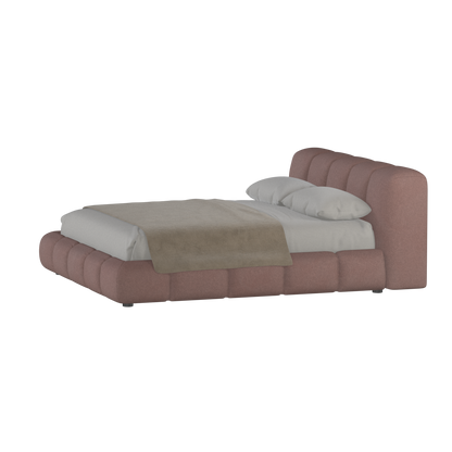 Fluffy Upholstered Bed Frame in Textured Bouclé