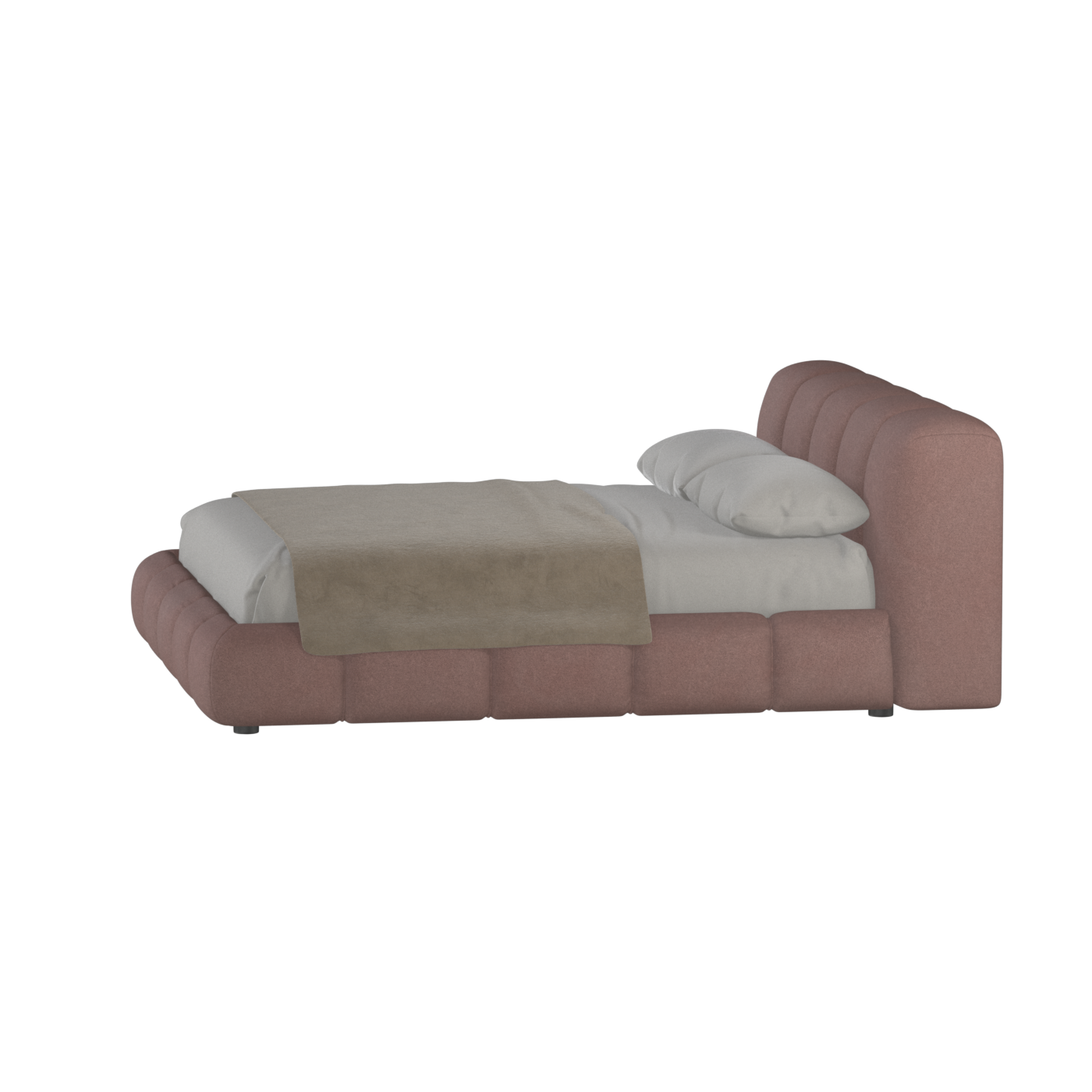 Fluffy Upholstered Bed Frame in Textured Bouclé