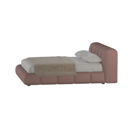 Fluffy Upholstered Bed Frame in Textured Bouclé