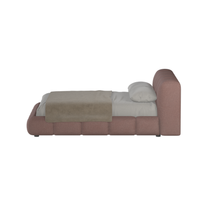 Fluffy Upholstered Bed Frame in Textured Bouclé