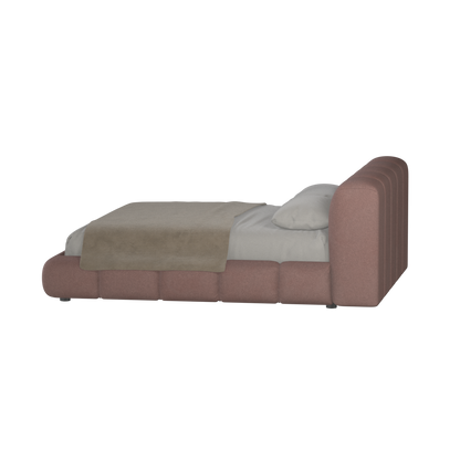 Fluffy Upholstered Bed Frame in Textured Bouclé