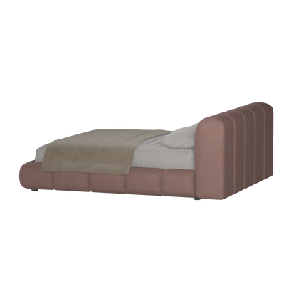 Fluffy Upholstered Bed Frame in Textured Bouclé