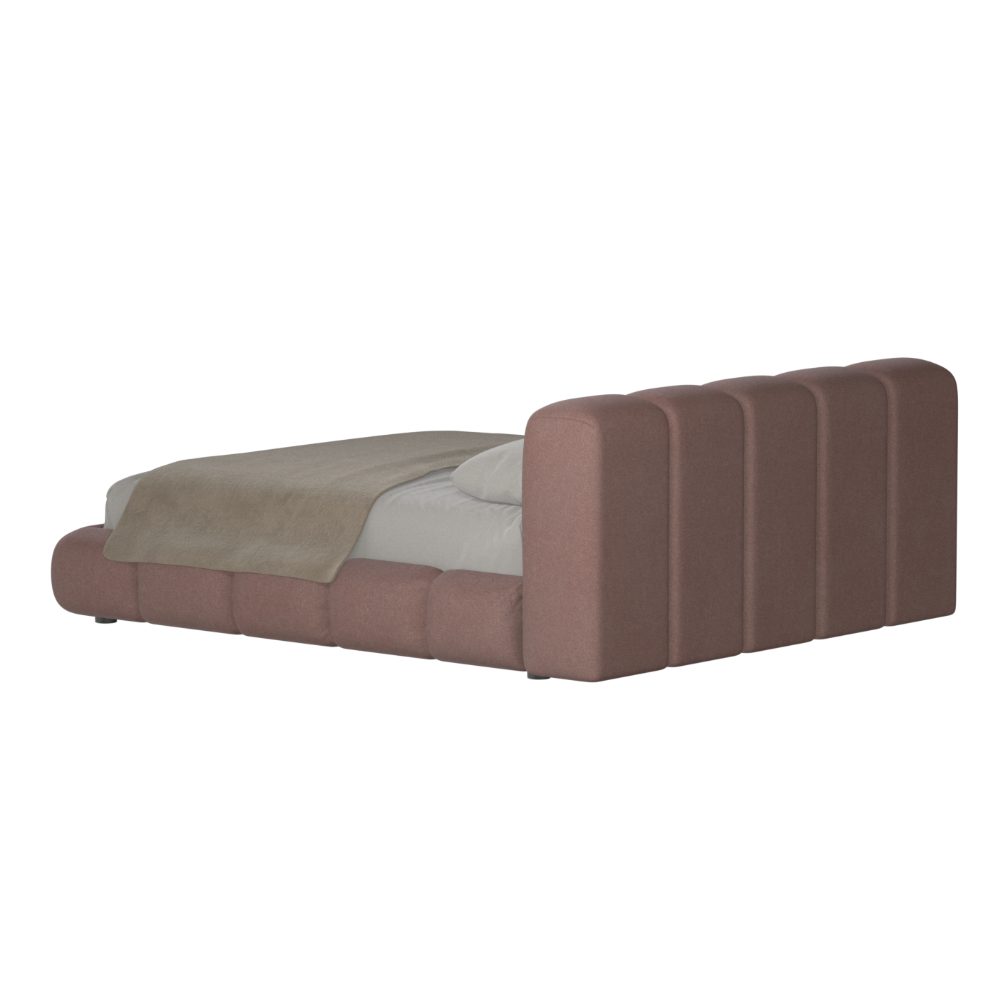 Fluffy Upholstered Bed Frame in Textured Bouclé