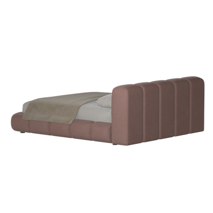 Fluffy Upholstered Bed Frame in Textured Bouclé