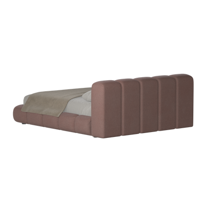 Fluffy Upholstered Bed Frame in Textured Bouclé
