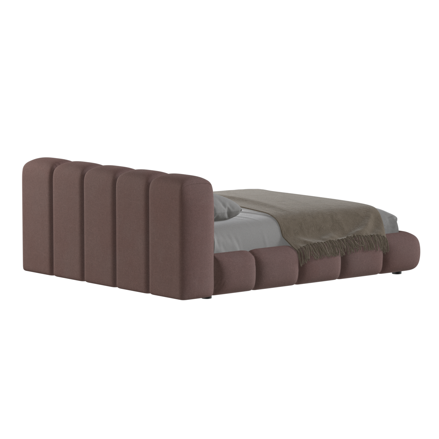 Fluffy Upholstered Bed Frame in Textured Bouclé