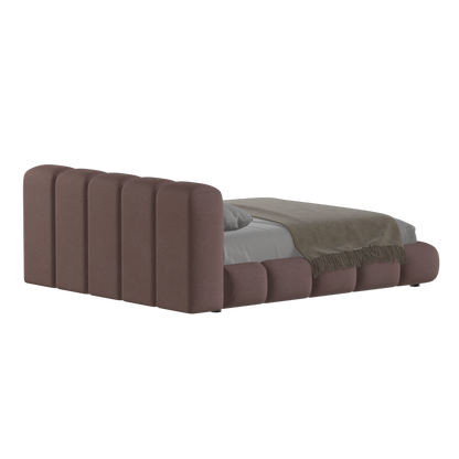 Fluffy Upholstered Bed Frame in Textured Bouclé