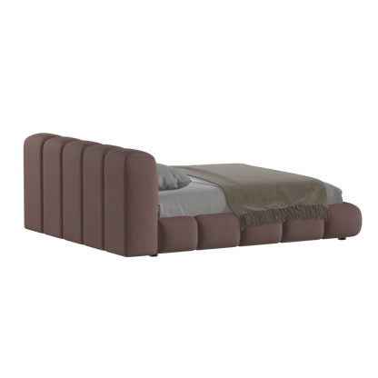 Fluffy Upholstered Bed Frame in Textured Bouclé