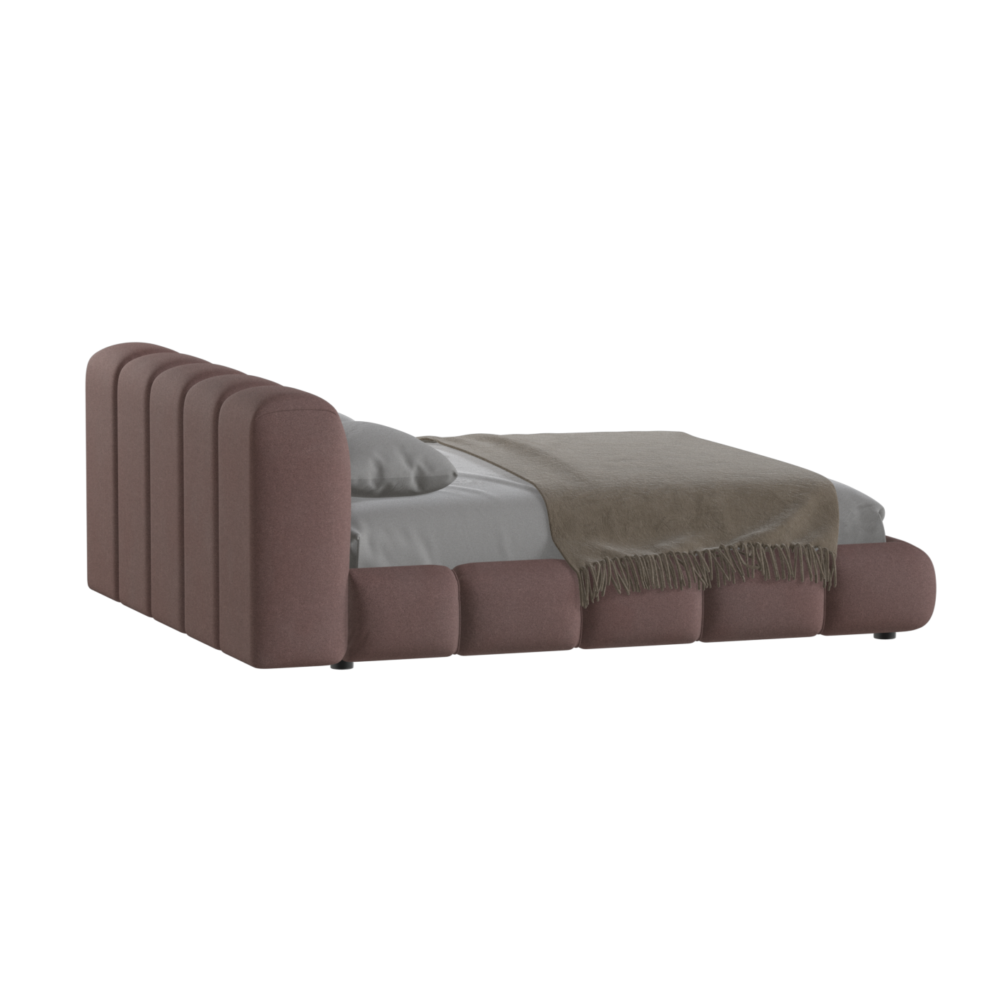Fluffy Upholstered Bed Frame in Textured Bouclé