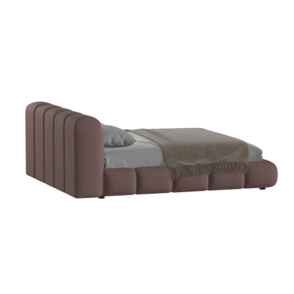 Fluffy Upholstered Bed Frame in Textured Bouclé
