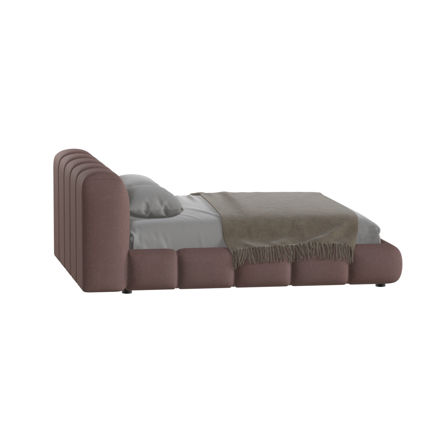 Fluffy Upholstered Bed Frame in Textured Bouclé