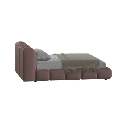 Fluffy Upholstered Bed Frame in Textured Bouclé