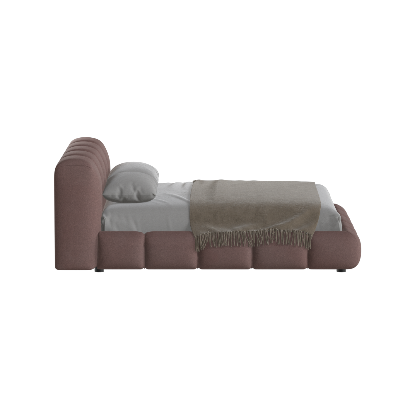 Fluffy Upholstered Bed Frame in Textured Bouclé