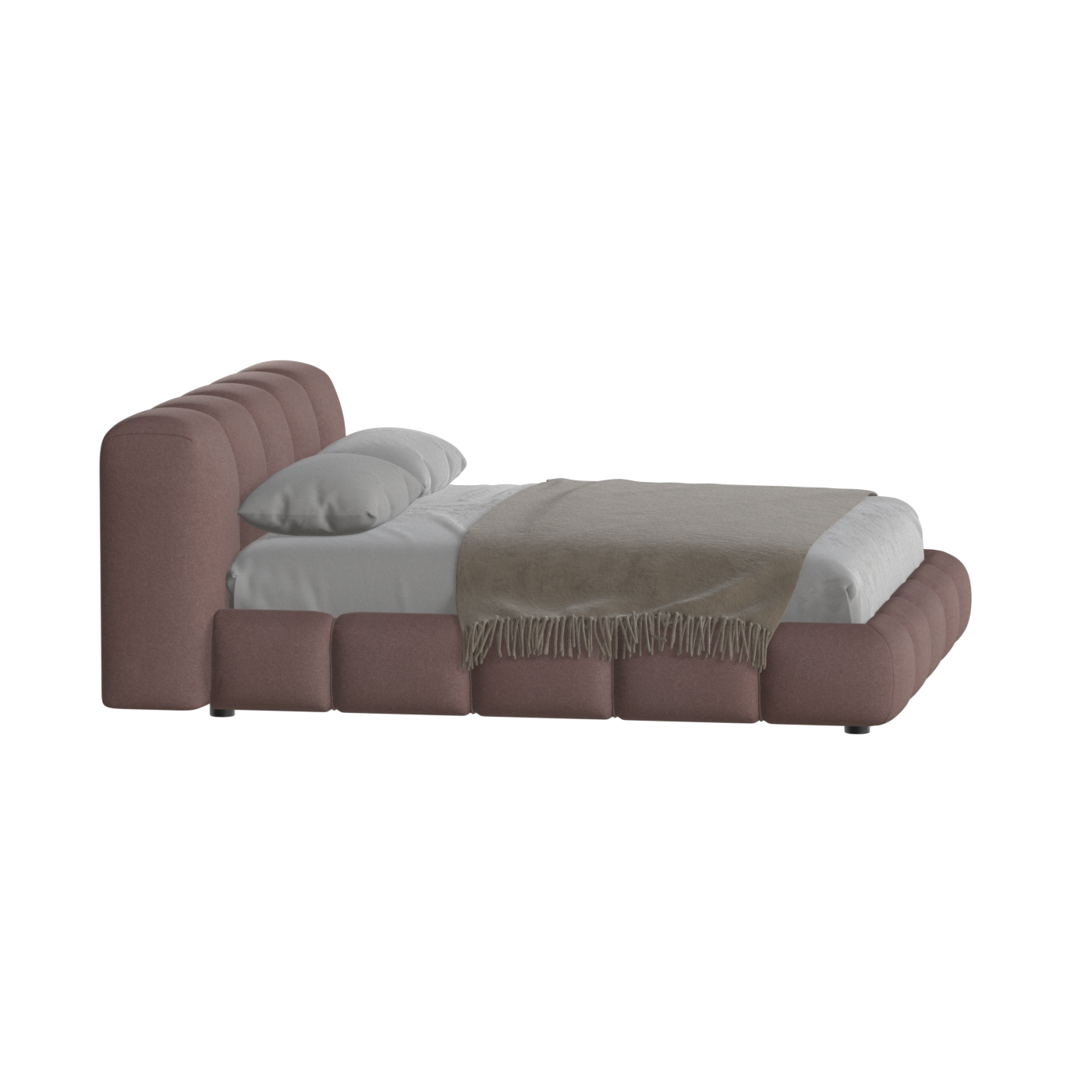 Fluffy Upholstered Bed Frame in Textured Bouclé